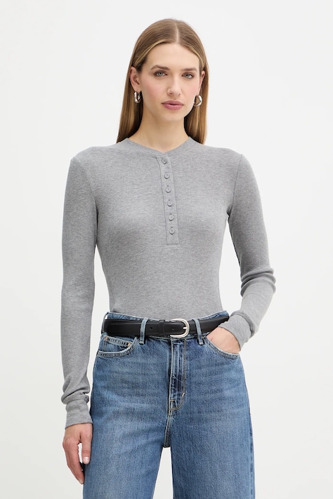 MAX&Co. longsleeve z dodatkiem wełny kolor szary 2526946014200