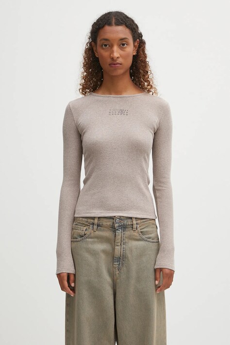 Лонгслив с примесью шерсти MM6 Maison Margiela цвет бежевый S52NH0029.M20122.809