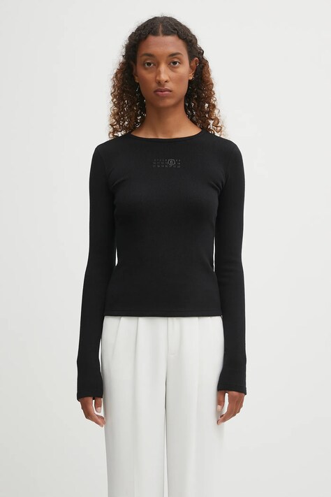 MM6 Maison Margiela longsleeve z domieszką wełny kolor czarny S52NH0029.M20122.900