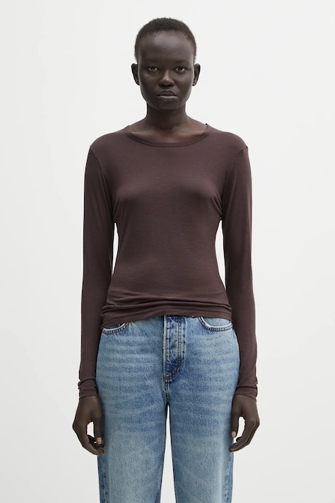 Anine Bing longsleeve z dodatkiem wełny sylvie kolor brązowy A.08.11501