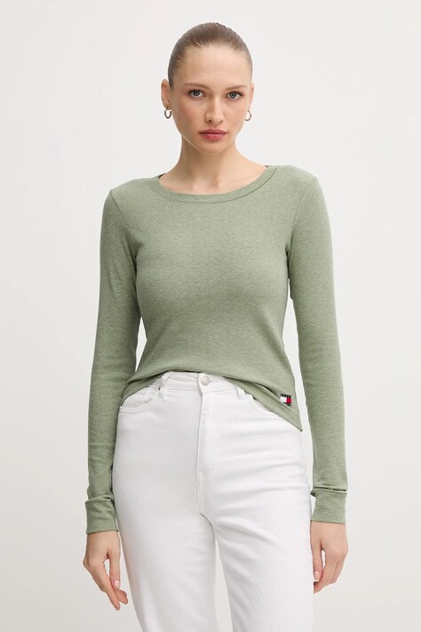 Tommy Hilfiger longsleeve kolor zielony UW0UW06066
