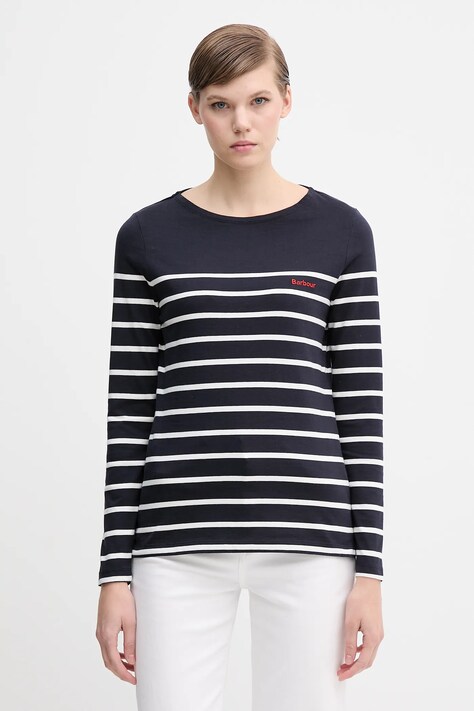 Памучна блуза с дълги ръкави Barbour BRADLEY в тъмносиньо LML0892
