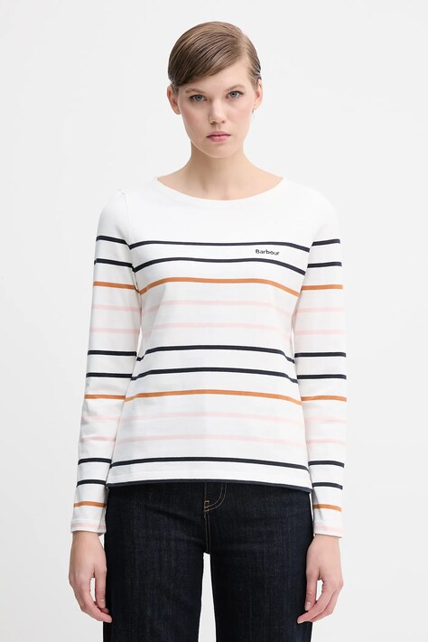 Barbour longsleeve bawełniany HAWKINS kolor beżowy LML0894