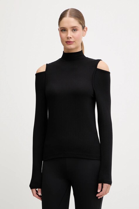 Sportalm longsleeve Afendita kolor czarny z półgolfem 250266