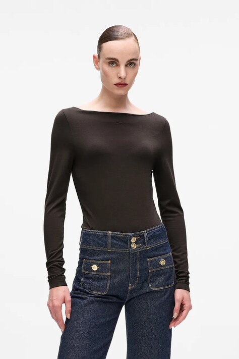 Блуза с дълги ръкави Karl Lagerfeld в кафяво A4W17045