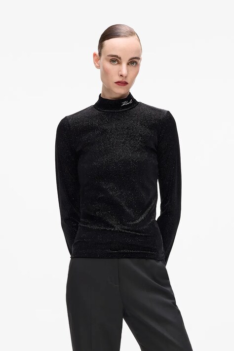 Karl Lagerfeld longsleeve culoarea negru, cu turtleneck, A4W17047