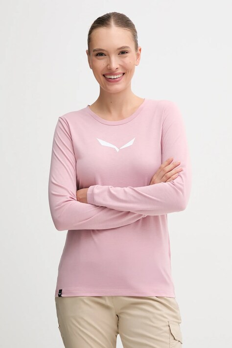 Salewa longsleeve sportowy Eagle Solidlogo Dry kolor różowy 00.0000029130
