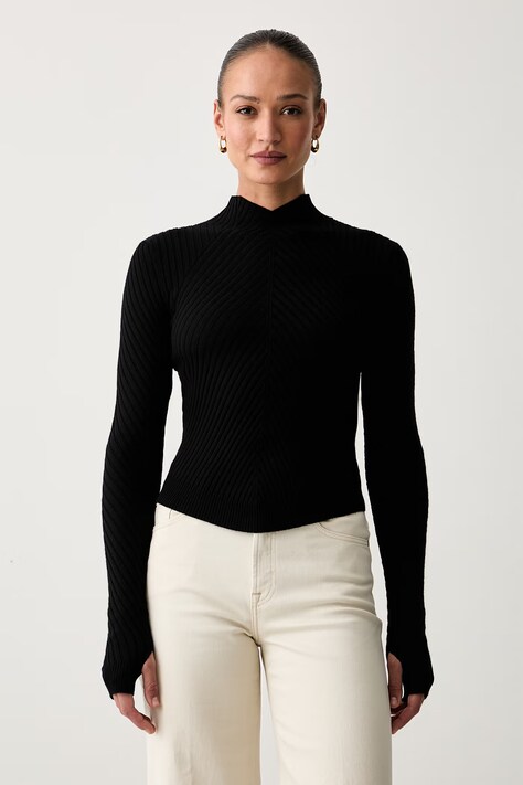 Victoria Beckham sweter damski z wełny merino czarny 1425KTP006804A