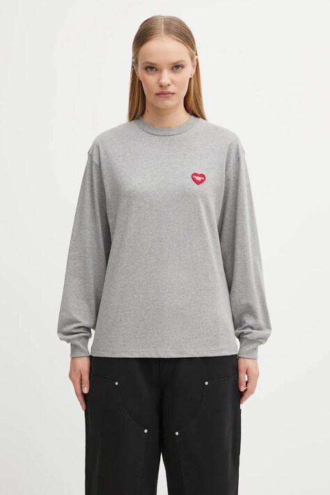 Carhartt WIP longsleeve bawełniany W' L/S Heart Patch T-Shirt kolor szary I035469.39NXX