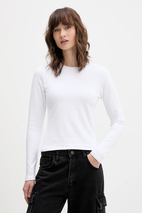 Abercrombie & Fitch longsleeve culoarea alb, KI139-5755-100
