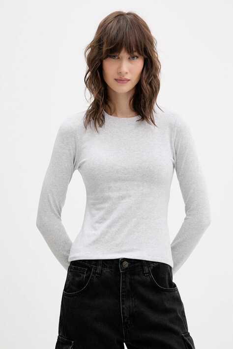 Abercrombie & Fitch longsleeve culoarea gri, KI139-5755-112