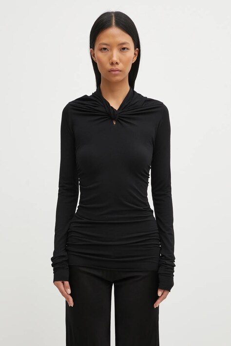 Rick Owens Lilies bluzka z dodatkiem kaszmiru Kairo damska kolor czarny gładka LI02E3212.JBWS