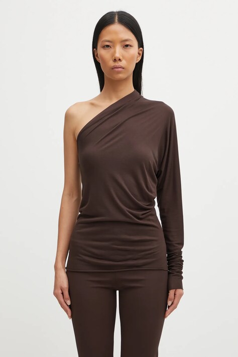 Rick Owens Lilies bluzka Diana damska kolor brązowy gładka LI02E3220.RV