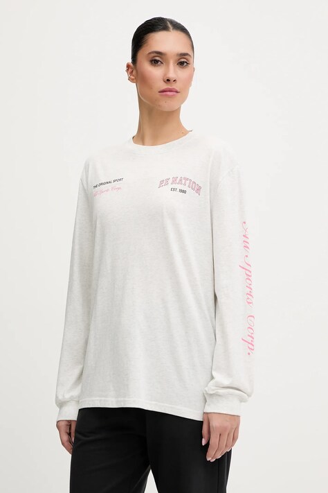 P.E Nation longsleeve bawełniany kolor szary 254L067