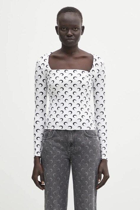 Marine Serre longsleeve Moon Printed Jersey kolor biały WTS017ACJER0001