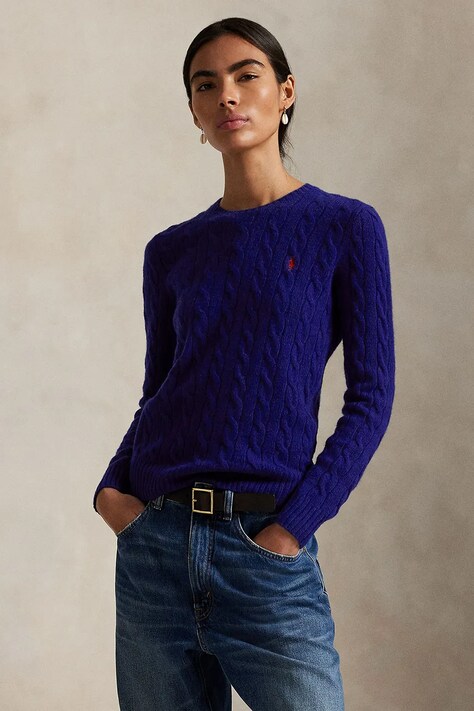 Polo Ralph Lauren sweter wełniany damskie kolor granatowy 211971865012