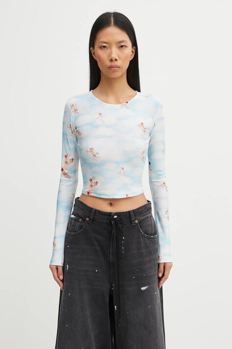 Fiorucci longsleeve shirt Beatitudo Print Long Sleeve Crop blue color W25FWTLO003LY01BL02