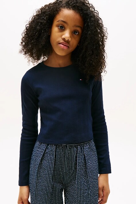 Хлопковый лонгслив Tommy Hilfiger цвет синий KG0KG08631