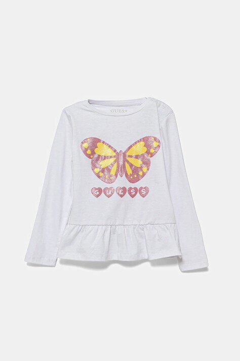 Guess longsleeve din bumbac pentru bebeluși culoarea alb, A5YI01 K6YW4