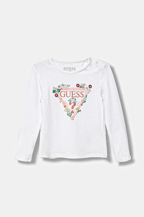 Tričko s dlhým rukávom pre bábätká Guess biela farba, A5YI03 K6YW4