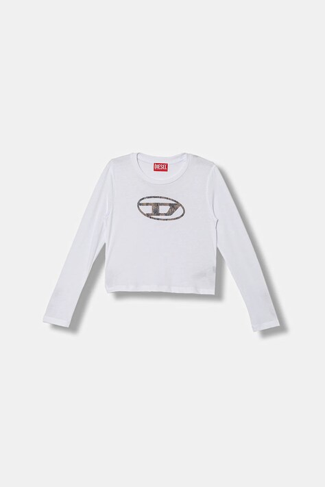 Diesel longsleeve copii TDOLSY T-SHIRT culoarea alb, J02413