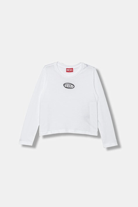 Παιδικό βαμβακερό μακρυμάνικο Diesel TIVALSYLS T-SHIRT χρώμα: άσπρο, J02431