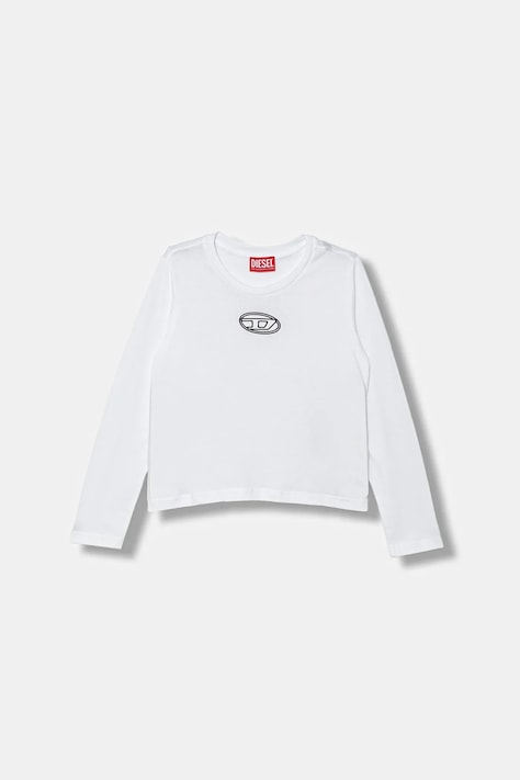 Diesel longsleeve din bumbac pentru copii TIVALSYLS T-SHIRT culoarea alb, J02431