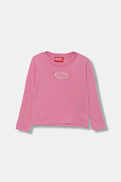Diesel longsleeve bawełniany dziecięcy TIVALSYLS T-SHIRT kolor różowy J02431