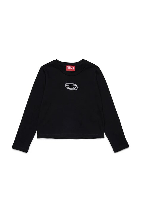 Diesel longsleeve bawełniany dziecięcy TIVALSYLS T-SHIRT kolor czarny J02431