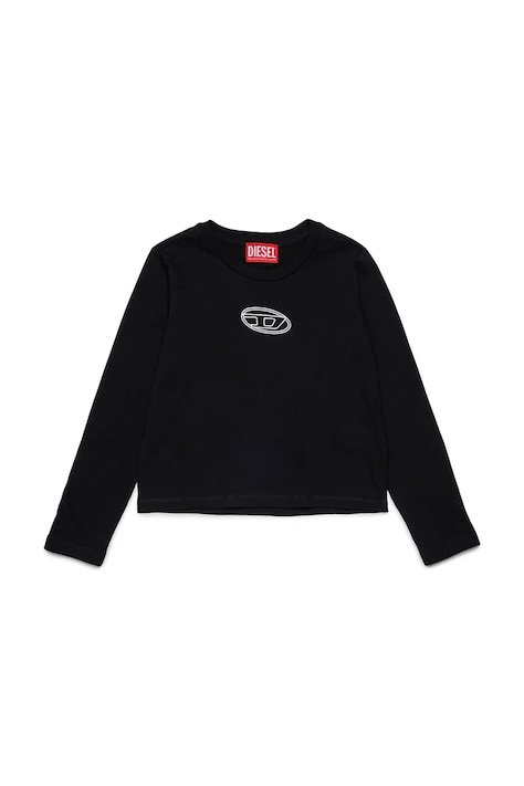 Dječja pamučna majica dugih rukava Diesel TIVALSYLS T-SHIRT boja: crna, J02431