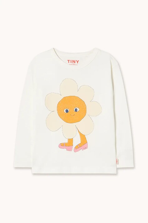 Tinycottons longsleeve bawełniany dziecięcy FLOWER GRAPHIC SLEEVE TEE kolor biały AW25-307