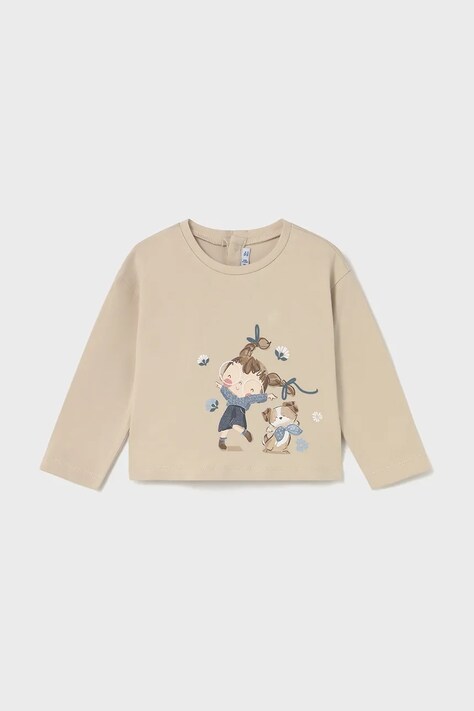 Mayoral longsleeve bawełniany dziecięcy kolor beżowy 2082