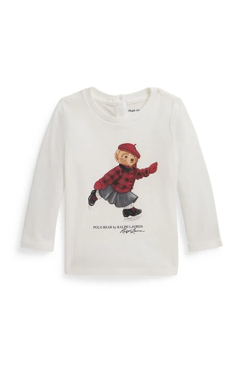 Βρεφικό βαμβακερό μακρυμάνικο Polo Ralph Lauren χρώμα: μπεζ, 310P00435001