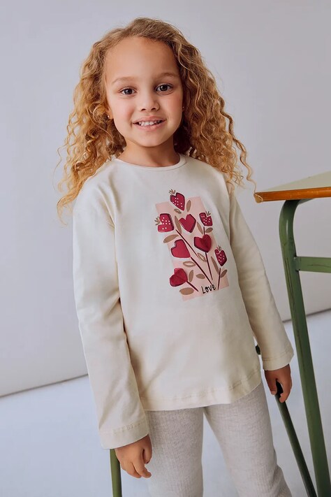 Mayoral longsleeve bawełniany dziecięcy kolor beżowy 4005