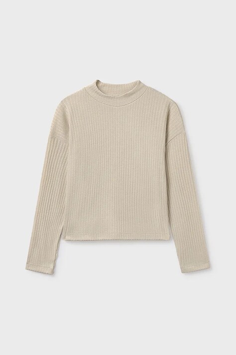 Mayoral longsleeve dziecięcy kolor beżowy z półgolfem 7016