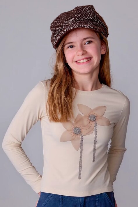 Mayoral longsleeve copii culoarea bej, 7017