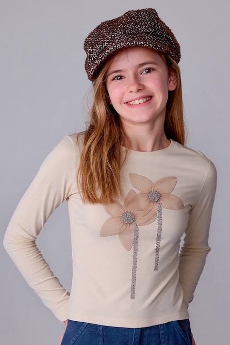 Mayoral longsleeve copii culoarea bej, 7017