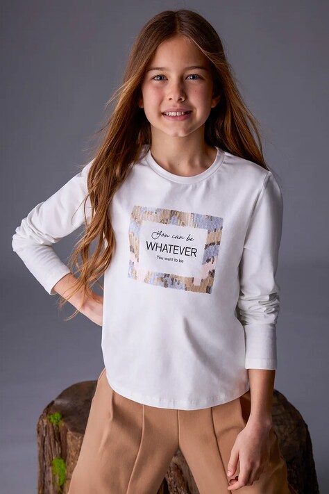 Mayoral longsleeve dziecięcy kolor beżowy 7018