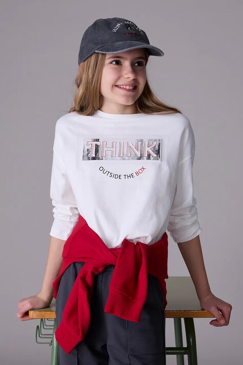 Mayoral longsleeve bawełniany kolor biały 7021