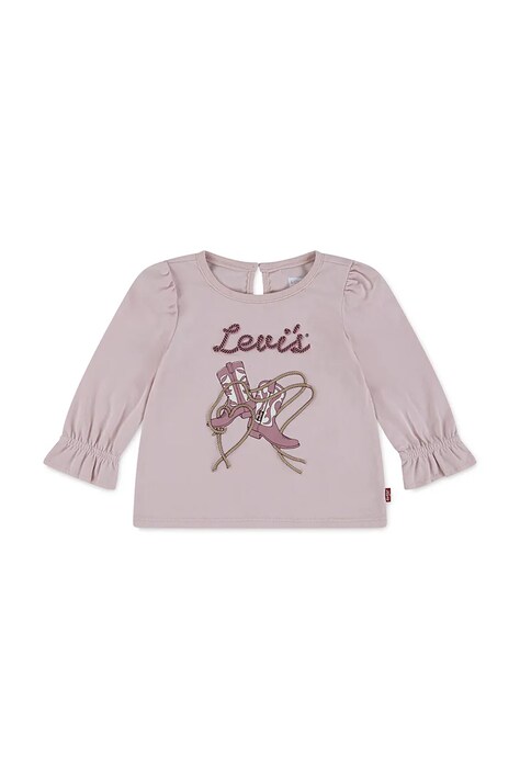 Levi's longsleeve bawełniany niemowlęcy LS KNOT FRONT KNIT TOP kolor różowy 1EN568