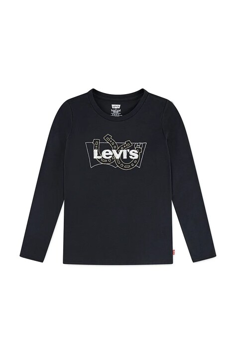 Παιδικό βαμβακερό μακρυμάνικο Levi's LS BATWING FILL χρώμα: μαύρο, 4EN576