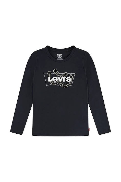 Παιδικό βαμβακερό μακρυμάνικο Levi's LS BATWING FILL χρώμα: μαύρο, 4EN576