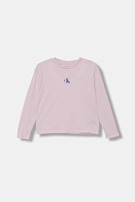 Хлопковый детский лонгслив Calvin Klein Jeans цвет розовый IG0IG02135