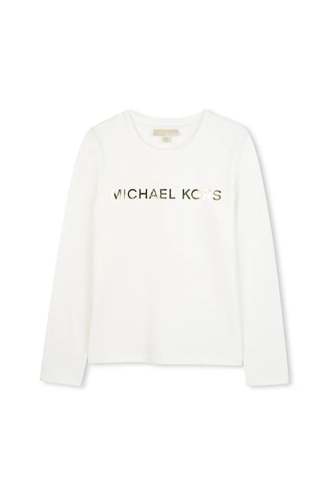 Dětské tričko s dlouhým rukávem s bavlnou Michael Kors bílá barva, R30488