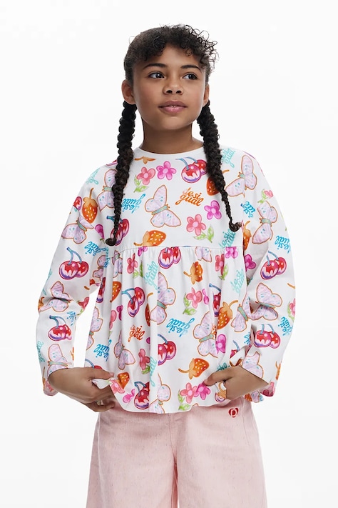 Детска блуза с дълги ръкави Desigual в бяло 25WGTK03