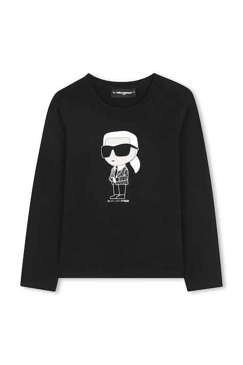 Dječja majica dugih rukava Karl Lagerfeld boja: crna, Z30938
