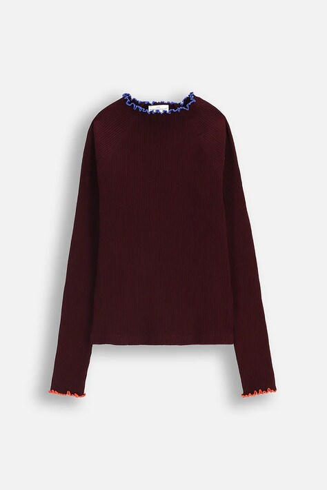 Coccodrillo longsleeve dziecięcy kolor bordowy z półgolfem ACADEMY GIRL JUNIOR