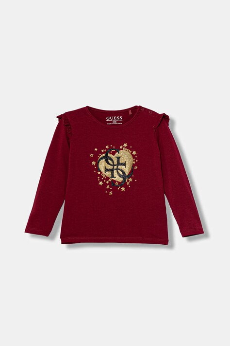 Guess longsleeve niemowlęcy kolor bordowy A5BI01 J1314