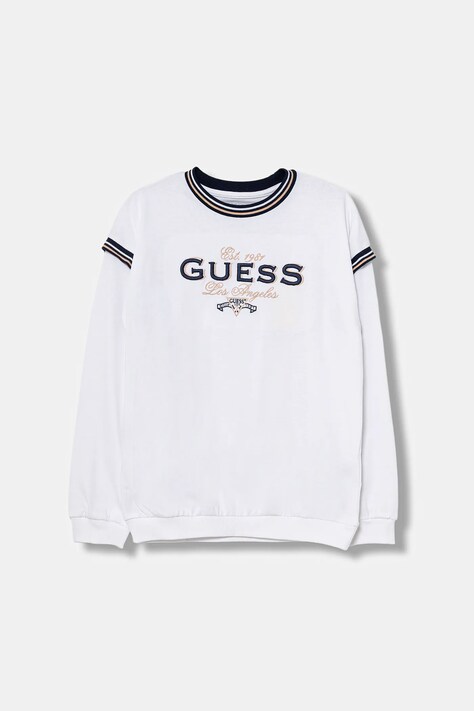 Παιδικό βαμβακερό μακρυμάνικο Guess χρώμα: άσπρο, J5BI29 K8VA4
