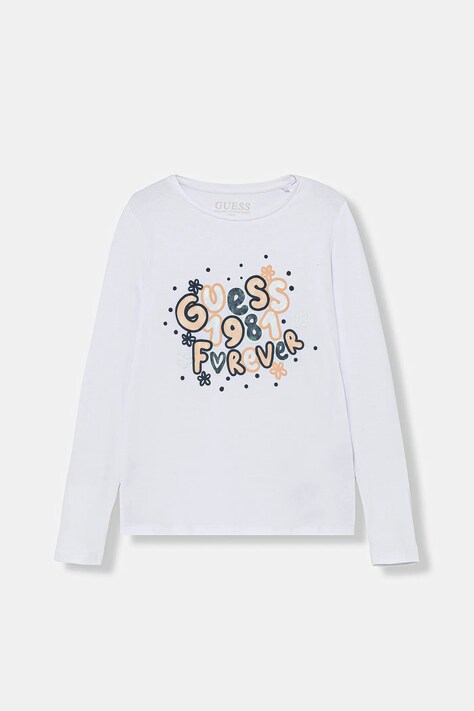 Guess longsleeve bawełniany dziecięcy kolor biały K5BI09 J1314